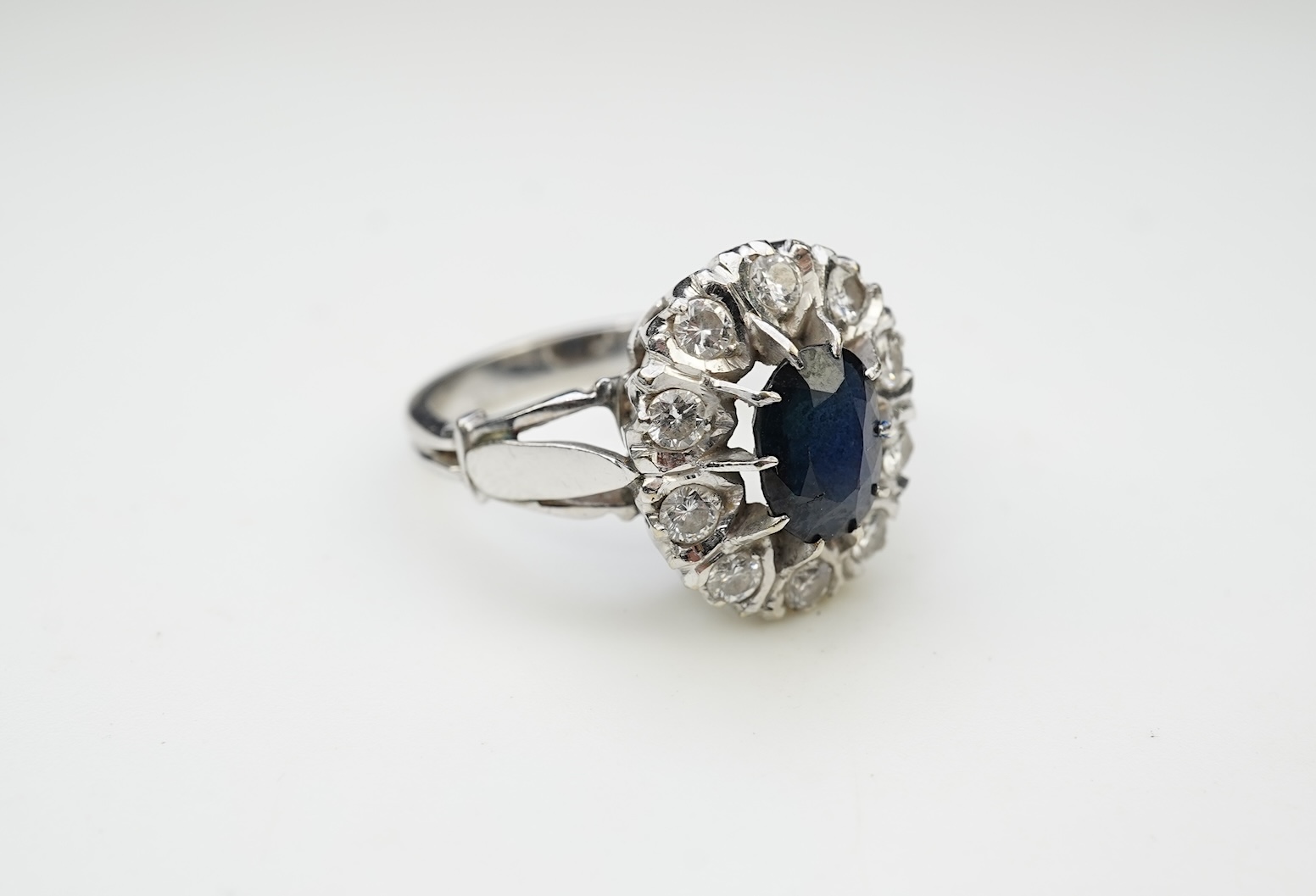 A sapphire and diamond cluster ring